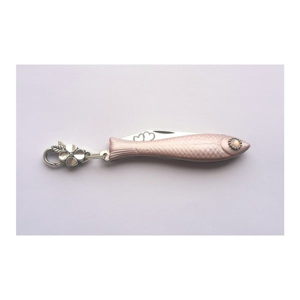 Světle růžový český nožík rybička s kroužkem a očkem Srdíčka v designu od Alexandry Dětinské