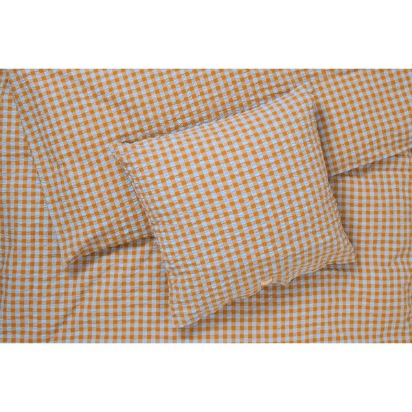 Okrově žluto-světle modré krepové povlečení na jednolůžko 140x200 cm Bæk&Bølge – JUNA-image-2