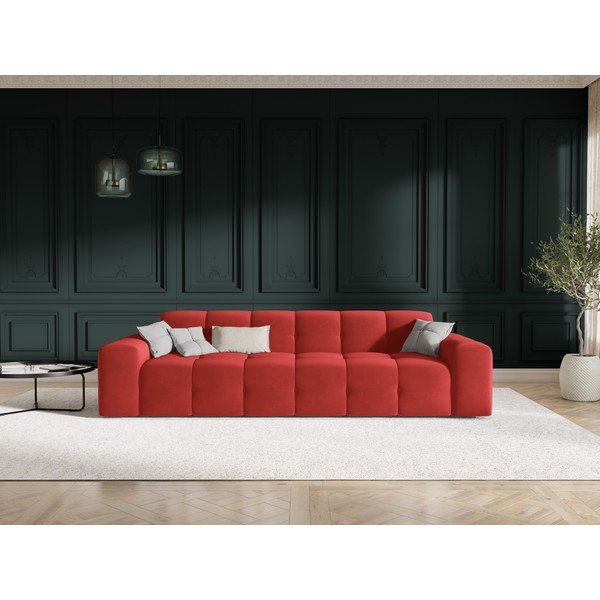 Červená sametová pohovka 255 cm Kendal – Micadoni Home-image-1