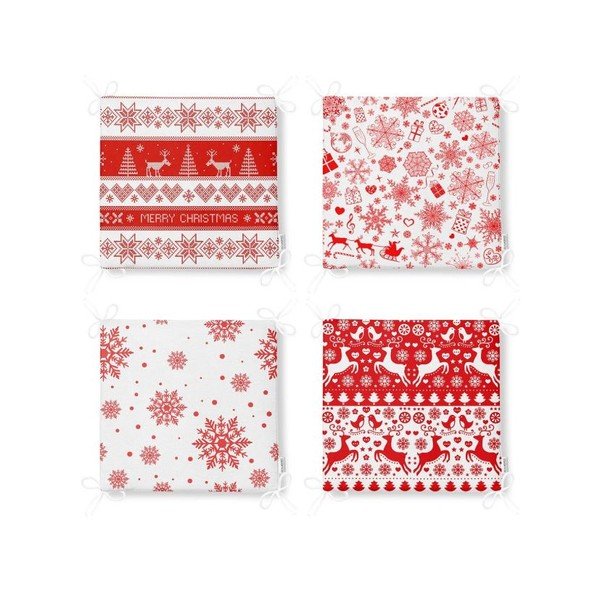 Podsedáky v sadě 4 ks s vánočním motivem 40x40 cm Snowflakes – Mila Home