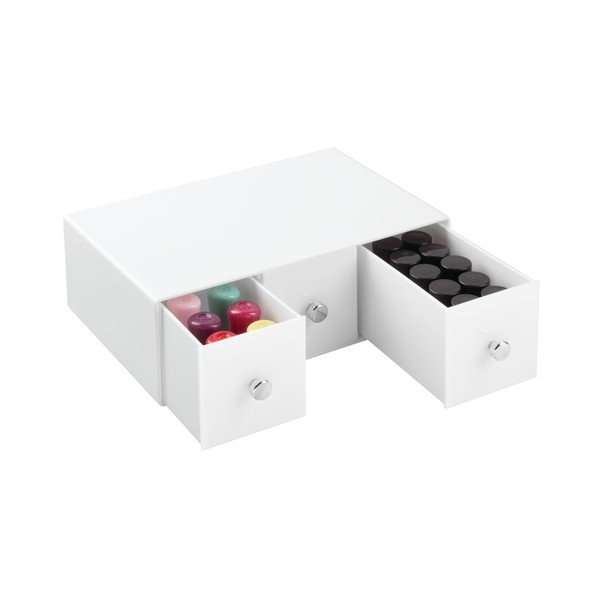 Bílý úložný box s 3 šuplíky InterDesign Drawers Tower, výška 18  cm