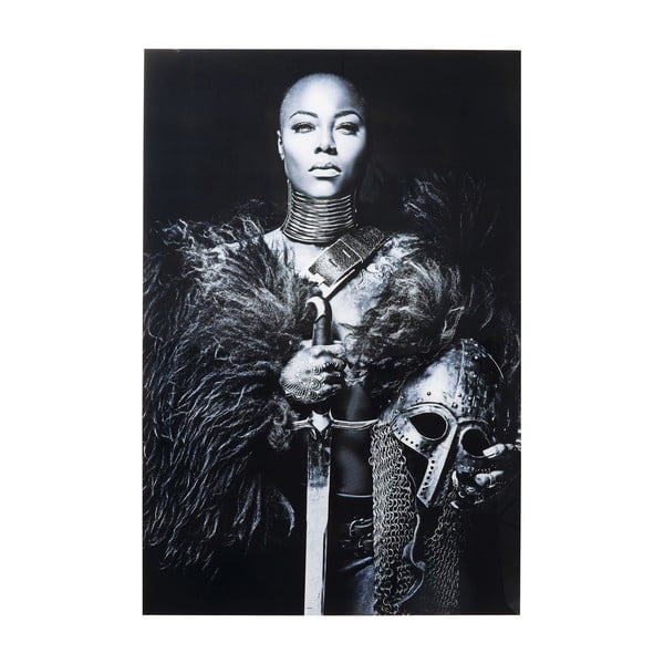 Zasklený černobílý obraz Kare Design Lady Knight, 150 x 100 cm