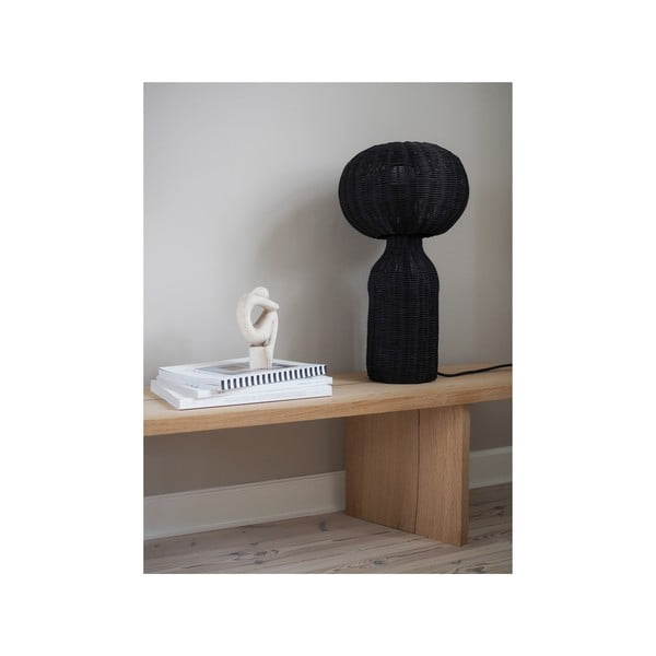 Černá stolní lampa s ratanovým stínidlem (výška 43 cm) Werna – Villa Collection-image-2