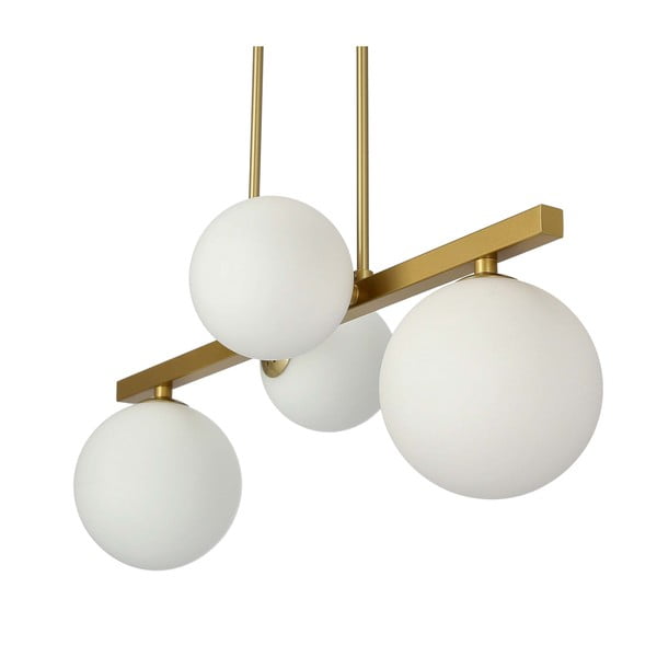 Závěsné svítidlo se skleněným stínidlem v bílo-zlaté barvě Kama – Candellux Lighting-image-4
