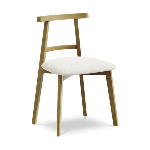 Krémová jídelní židle z masivního dřeva Ohelo – Makamii