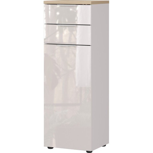 Krémová lesklá vysoká/úzká koupelnová skříňka 39x112 cm Tavira – Germania-image-2