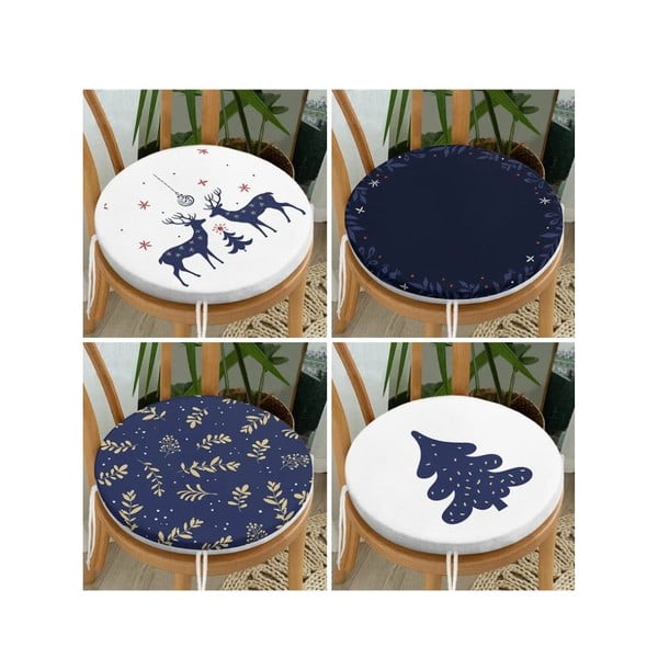 Podsedáky v sadě 4 ks s vánočním motivem ø 40 cm Blue Christmas – Mila Home-image-1