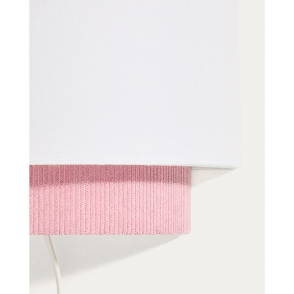 Bílé/světle růžové dětské nástěnné svítidlo s textilním stínidlem Bianella – Kave Home-image-2