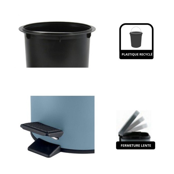 Světle modrý nášlapný ocelový odpadkový koš 3 l   Adelar – Spirella-image-3