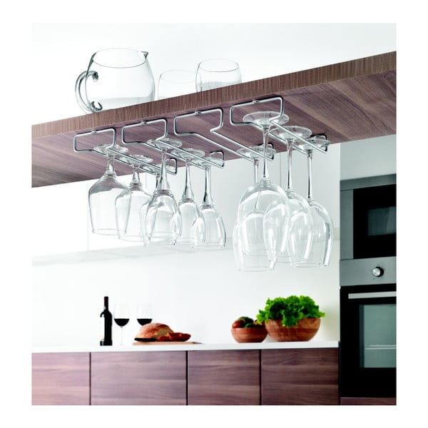 Nástěnné ocelové držáky na skleničky na víno v sadě 2 ks ve stříbrné barvě Rail – Metaltex-image-2