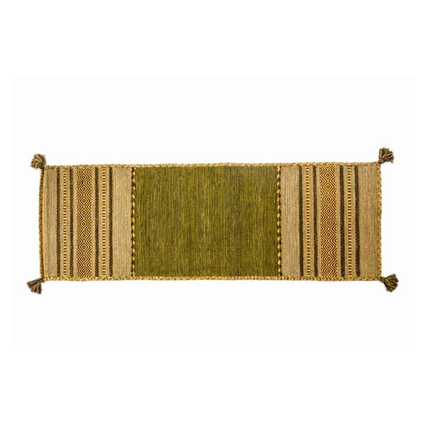 Zelený ručně tkaný běhoun Navaei & Co Kilim Tribal 503, 240 x 60 cm