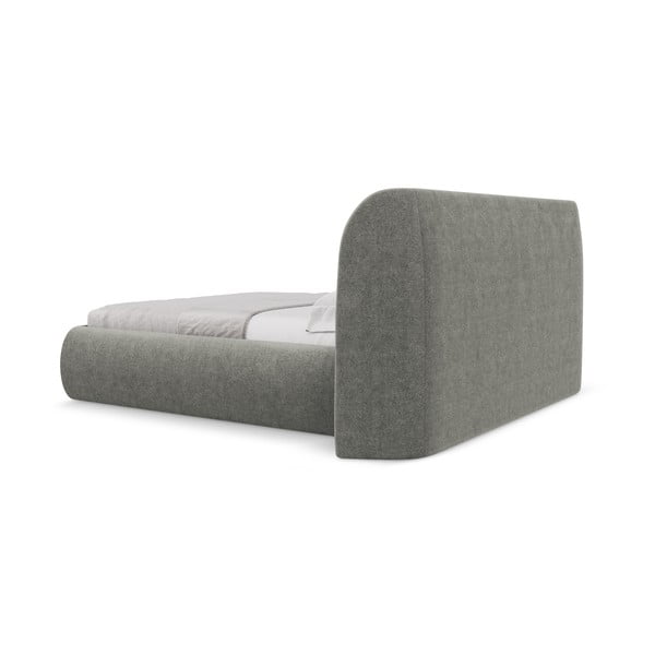 Šedá čalouněná dvoulůžková postel s úložným prostorem s roštem 160x200 cm Hauke – Makamii-image-4
