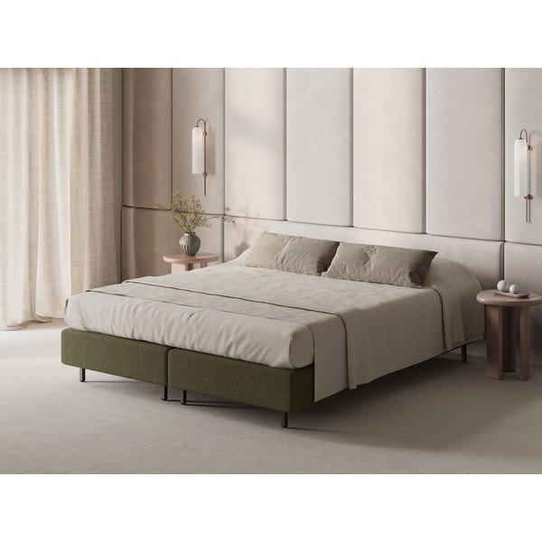 Zelená čalouněná dvoulůžková postel bez čela 180x200 cm Whale – Micadoni -image-1