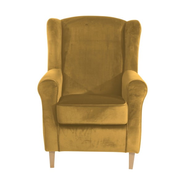Hořčicové křeslo ušák Max Winzer Lorris Velour Corn-image-2