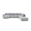 Světle šedá manšestrová rohová pohovka do "U", pravý roh Nihad modular – Bobochic Paris