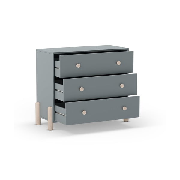 Dětská komoda šedozelená z borovicového dřeva 90x80x40 cm Enola – Marckeric-image-3