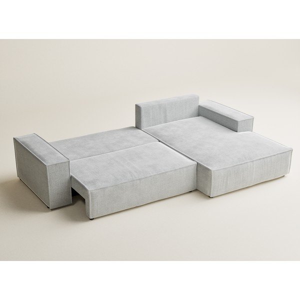 Světle šedá žinylková rozkládací/s úložným prostorem rohová pohovka (pravý roh/s lenoškou) Maze – Maison de Rêve-image-4