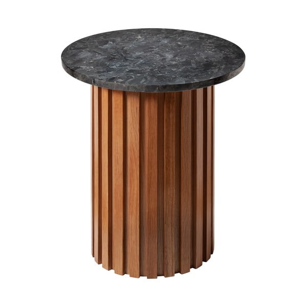 Černý žulový stolek s dubovým podnožím RGE Moon, ⌀ 50 cm
