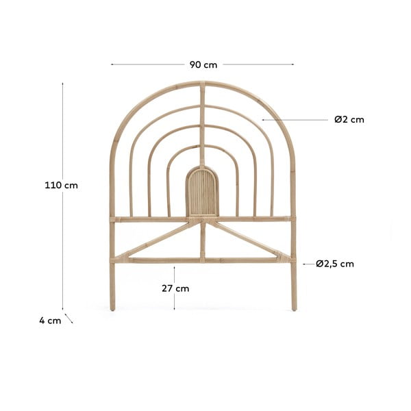 Ratanové čelo postele v přírodní barvě 90x110 cm Sundberg – Kave Home-image-2
