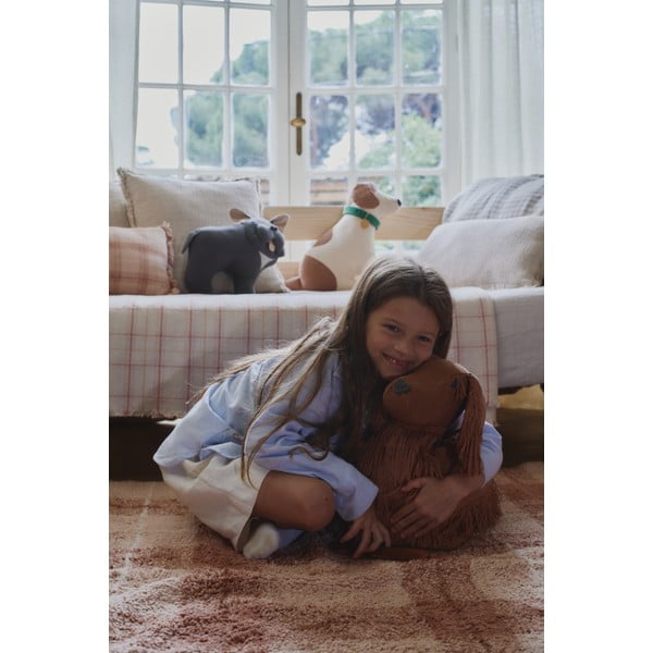 Světle růžový pratelný/ručně tkaný bavlněný koberec 90x120 cm Tartan Rose – Lorena Canals-image-3