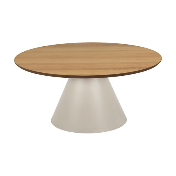 Kulatý konferenční stolek s deskou v dubovém dekoru v krémovo-přírodní barvě ø 85 cm Soli – Actona