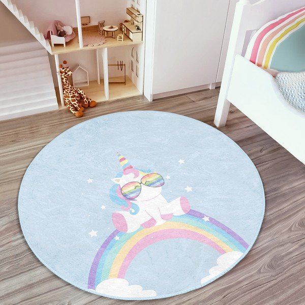 Světle modrý dětský koberec ø 80 cm Comfort – Mila Home-image-3