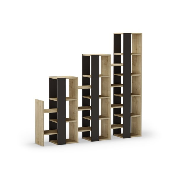 Regál v dekoru dubu v černo-přírodní barvě 158x151 cm Anissa – Marckeric-image-2