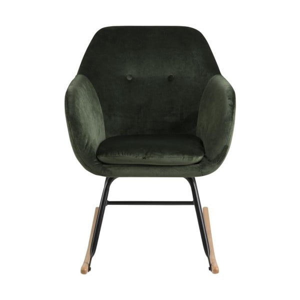 Zelené sametové houpací křeslo Actona Emilia-image-2