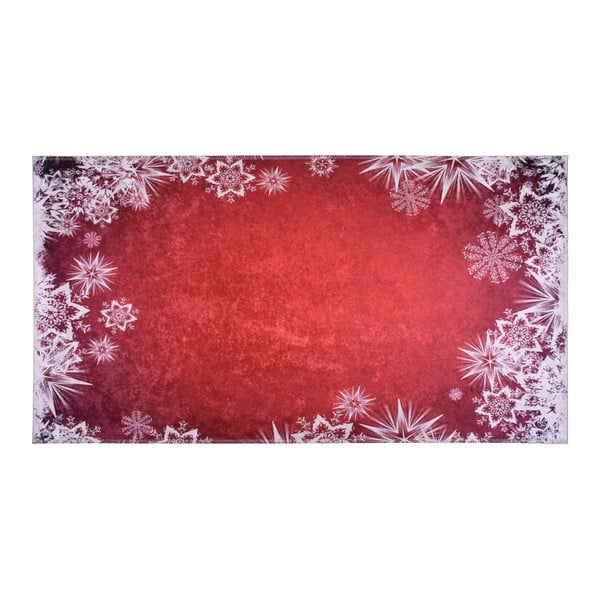 Červeno-bílý koberec Vitaus Snowflakes, 80 x 150 cm