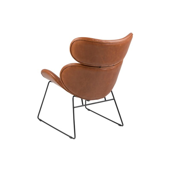 Hnědé křeslo z imitace kůže s černými nohami Actona Cazar-image-2