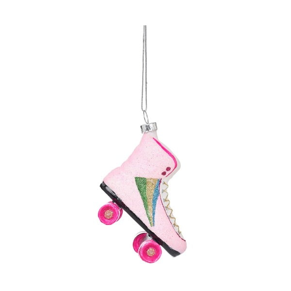 Skleněná ručně vyrobená vánoční ozdoba 8 cm Retro Rollerskate – Sass & Belle