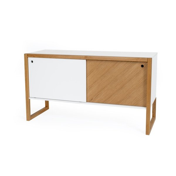 Hnědo-bílá komoda z dubového dřeva Woodman Cubis-image-2
