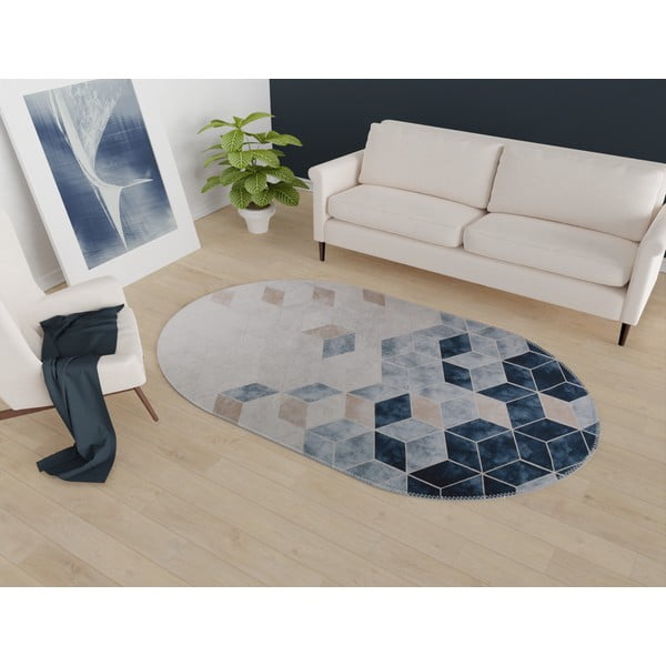 Bílo-modrý pratelný koberec 60x100 cm – Vitaus-image-1