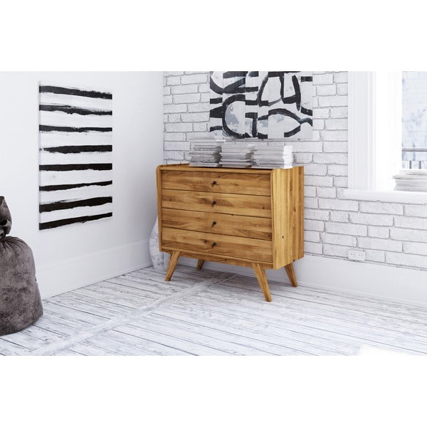 Nízká komoda z dubového dřeva 100x90 cm Retro - The Beds-image-4
