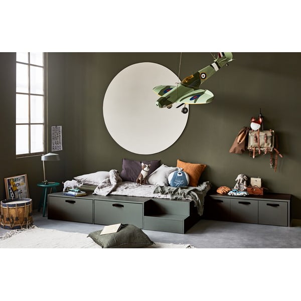 Zeleno-šedá dětská skříňka z borovicového dřeva 120x36 cm Stage – vtwonen-image-1