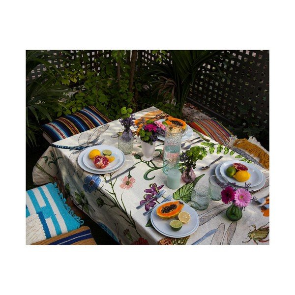 Ubrus s příměsí lnu Madre Selva Tierra Bella, 140 x 140 cm-image-1