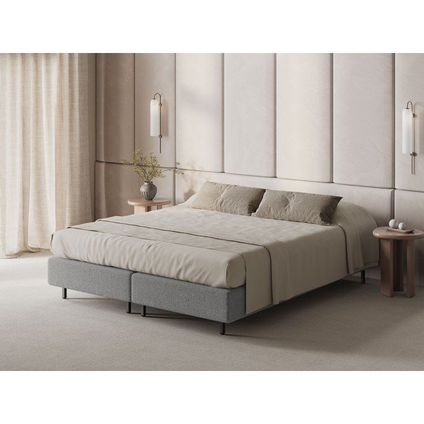 Šedá čalouněná dvoulůžková postel bez čela 200x200 cm Whale – Micadoni -image-1