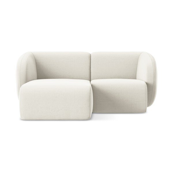 Béžová sametová rohová pohovka (levý roh/s lenoškou) Lani – Makamii