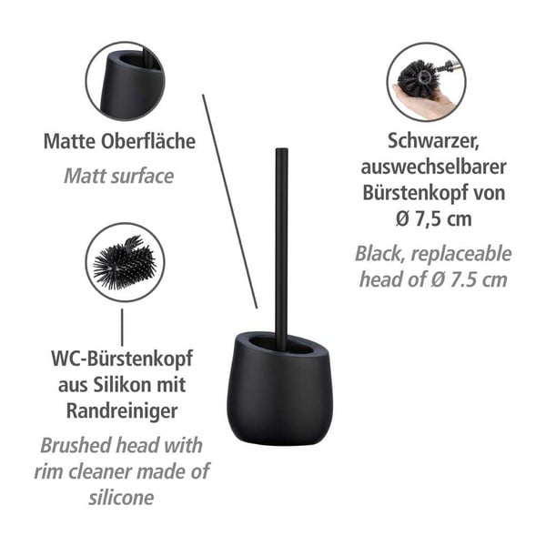 Matně černá keramická WC štětka Badi – Wenko-image-4