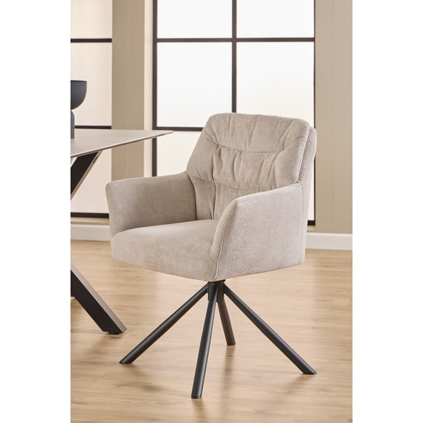 Béžové čalouněné jídelní křeslo s područkami Alonso – Actona-image-4