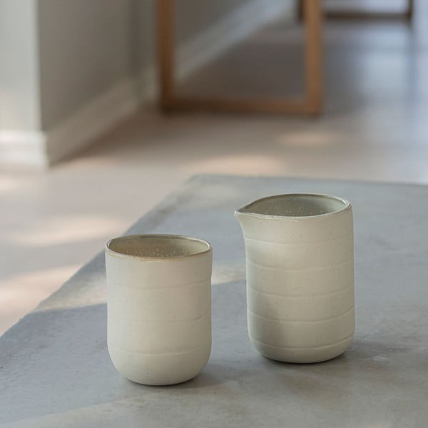 Bílé hrnky v sadě 2 ks z kamene 0.3 l Sand Grain – Mette Ditmer Denmark-image-1