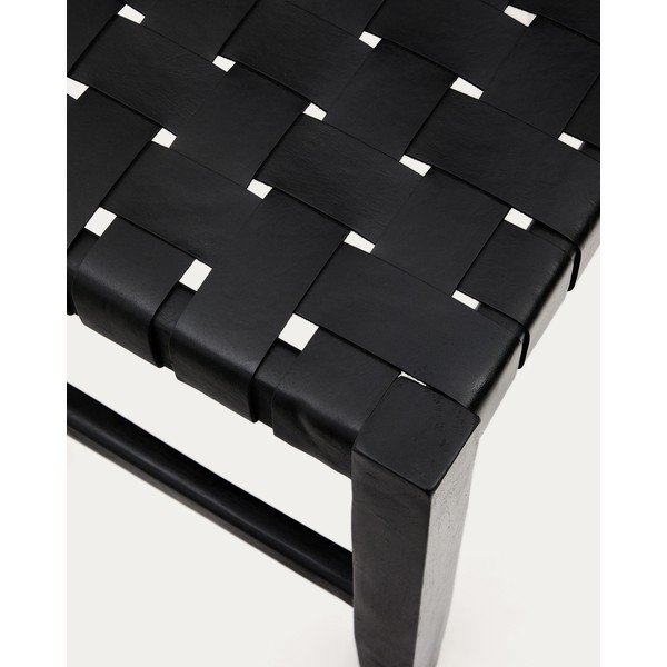 Černá kožená lavice Calixta – Kave Home-image-3