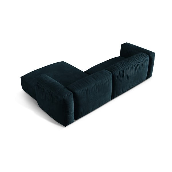 Tmavě modrá sametová modulární rohová pohovka (pravý roh/s lenoškou) Martina – Micadoni -image-3
