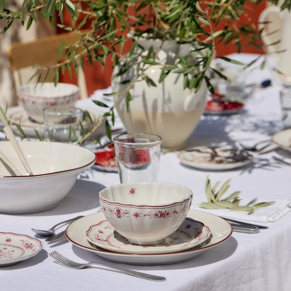 Červený/bílý dezertní  talíř z kameniny ø 21 cm Vila – Costa Nova-image-2