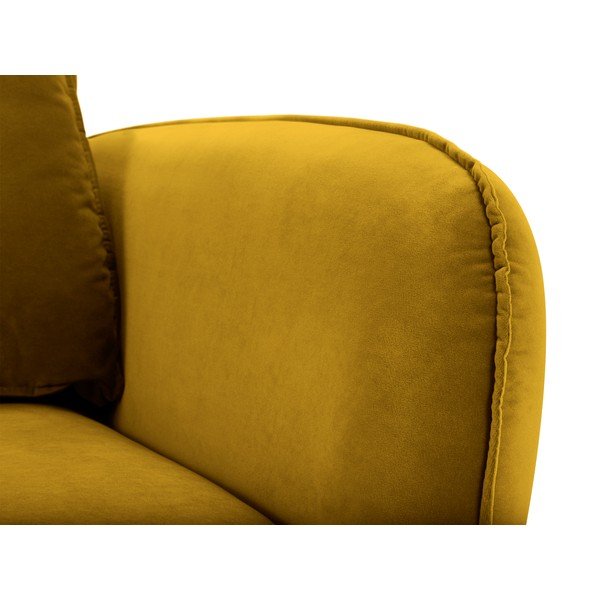 Žluté sametové křeslo s černými nohami Kooko Home Lento-image-1