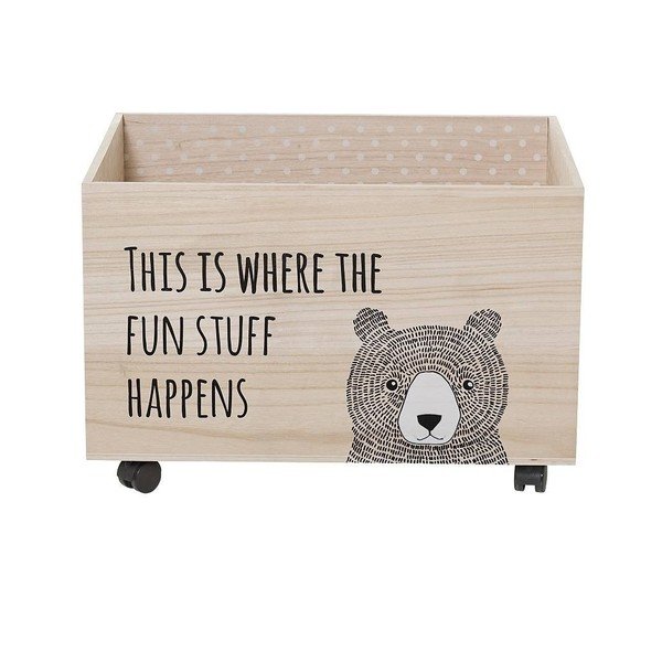 Dřevěný dětský úložný box na kolečkách Kesa - Bloomingville Mini-image-1