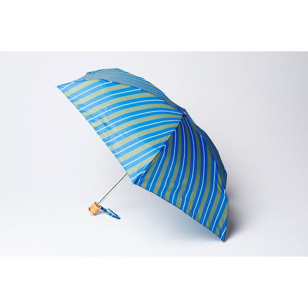 Skládací deštník Stripe, zeleno-modrý