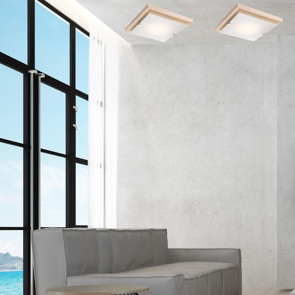 Stropní svítidlo v hnědo-přírodní barvě 30x30 cm Pedro – LAMKUR-image-2