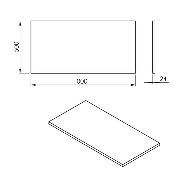 Bílá deska pod umyvadlo 100x50 cm Plato – Sapho-image-2