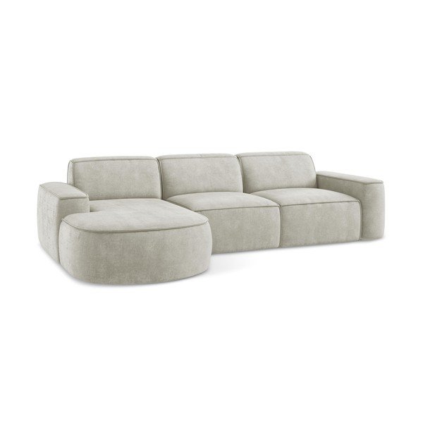 Krémová žinylková rohová pohovka (levý roh/s lenoškou) Omao – Makamii-image-4